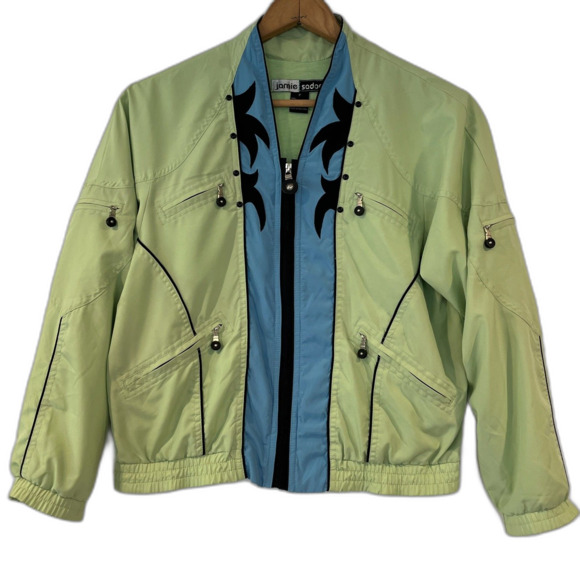 Jamie Sadock Golf Green Zip Front Jacket Petite Western Trim Multiple Pockets - Picture 3 of 9